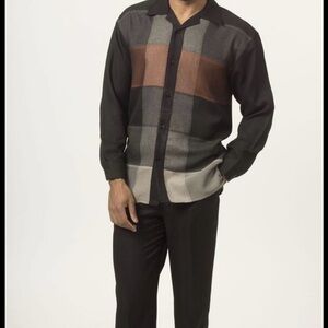 Elegant Black and Gray Plaid Men's Shirt